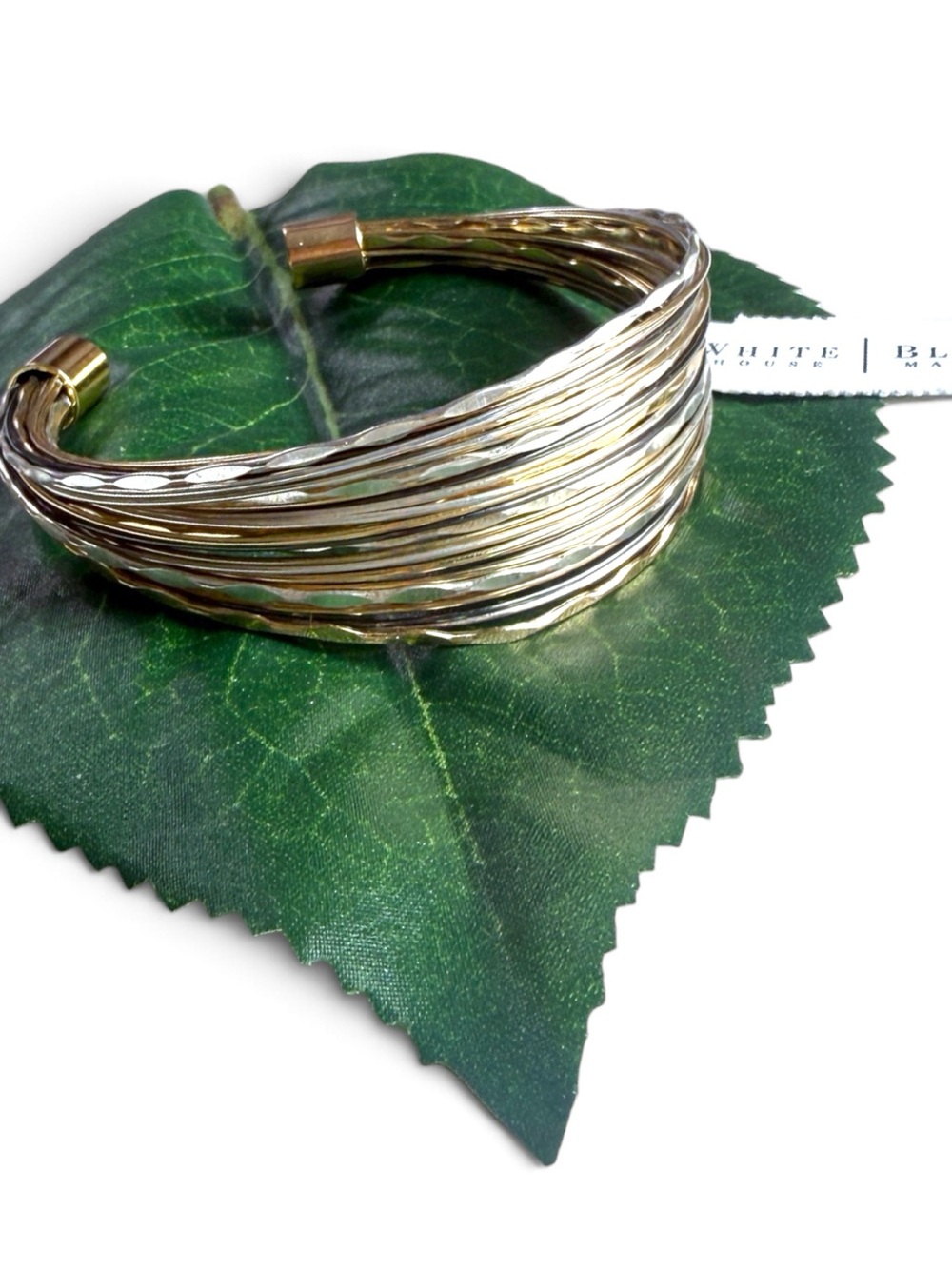 WHBM Two Tone Hammered Multi Wire Cuff Bracelet NWT